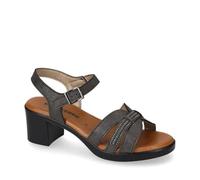 Valleverde 55452 Sandales de sport pour femme en cuir synthétique Talon gros 6 cm Semelle en caoutchouc, Noir , 38 EU