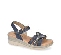 Valleverde 55561 Sandales de sport pour femme en cuir synthétique Talon compensé 5 cm Semelle en polyuréthane, bleu, 41 EU
