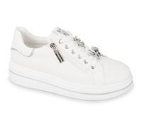 Valleverde Baskets Femme 35492 Cuir Noir ou Blanc Chaussures Casual, Blanc, 36 EU