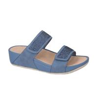 Valleverde V651Z Sandales compensées pour femme en cuir synthétique avec paillettes Taupe, denim, 38 EU