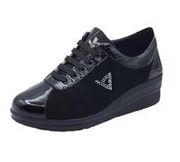 Valleverde VD204F Suede Black Sneakers Confort pour femme en Naplak et nubuck avec lacets, Noir , 39 EU