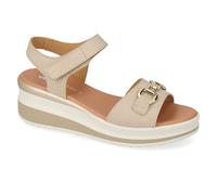 Valleverde VGL201AF Sandales pour femme en cuir beige ou blanc, chaussures décontractées confortables, légères et flexibles, idéales pour le printemps et l'été, beige, 36 EU