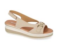 Valleverde VGL205AF Sandales pour femme en cuir beige ou blanc, chaussures décontractées confortables, légères et flexibles, idéales pour le printemps et l'été, beige, 35 EU