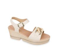 Valleverde VV49124F Sandales compensées 6 cm pour femme, plateforme en corde, boucle décorative, sangle de cheville, ivoire, ivoire (ral 1013), 36 EU