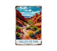 Valley of Fire State Park Nevada Desert Vibrant Landscape Ancient Rock Formations Décoration murale en métal Affiche moderne Décoration d'intérieur Art Maison Bar Boutique Décorations Vintage Panneau