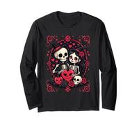 Valloween Couple de squelettes Amoureux Manche Longue