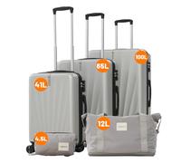 Vallsero Lot de 5 valises - Ensemble de valises de voyage - Bagages à main et grandes valises pour affaires et voyage - Comprend 1 sac de voyage et 1 trousse de toilette, serrure TSA - Roulettes à 360