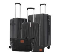 Vallsero Set de Valises 5 PCS, Ensemble de Valis, Set de Bagage pour Voyage, 20/24/28'',Comprenant 1 Trousse de Toilette 1 Sac, et Verrouillage TSA, avec roulettes 360° (Noir)