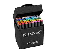 Vallteng 40 Couleurs Marqueurs à Feutre Alcool Double Pointe Marqueurs Permanents, Marker de Animation Art Esquisse pour dessin et coloriage avec