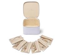 VALNDO Boîte à bijoux de voyage, organisateur de bijoux moderne avec 6 sacs à bijoux, petit organisateur de bijoux pour femmes, filles, pour boucles d'oreilles, colliers, cadeau pour femme, violet
