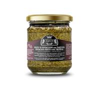 Valnerina Tartufi Pesto à la pistache avec truffe noire d'été | sauce à brusquettes et entrées, suce prête assaisonnement pour pâtes | spécialité gastronomique | pot 180 gr.