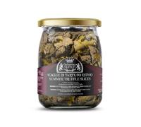 Valnerina Tartufi Truffes D'été Noire À Écailles | Truffe À Tranches, Lamelles, Carpaccio | Naturelle, Artisanale et Italienne Conservée Dans De L'huile D'olive Extra Vierge Evo | Pot 450 Gr.