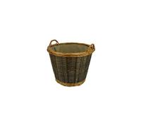Valo Panier en osier rond avec insert en jute D x H 50 x 41 cm pour bois de cheminée, en matériaux naturels, pour protéger le sol, panier à bois VK000408