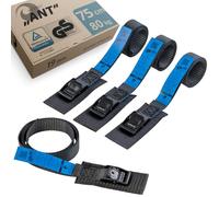 valonic Ant - 4X 75cm Sangle d'arrimage Courte, 19mm, 80 Kg, rembourrée, Certifié TÜV Rheinl. / GS, EN-12195-2 - Boucle de Serrage, Sangles pour Porte-vélos Noir