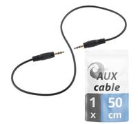 valonic cable audio court - 50cm - câble auxiliaire 3,5mm - male male - cable jack pour voiture, TV, PC - noir - 0,5m cavo aux cord