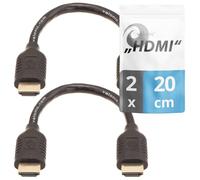 valonic cable HDMI court, 20cm - 2-pack - 4k, ARC, Ultra HD, Ethernet, high Speed - noir, pour TV, Macbook, PC, PS5 0,2m