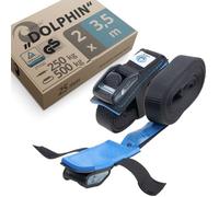 valonic Dolphin - 2X 3,5m Sangle d'arrimage avec Pince, 25mm, 500 Kg, rembourré, Certifié TÜV Rheinl. / GS, EN-12195-2 - Sangle d'arrimage pour Planche Sup ou Kayak,Noir