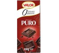 Valor Chocolat Pur 0% Sucres Ajoutés, 100% Cacao, Pack de 3 Tablettes de 100g