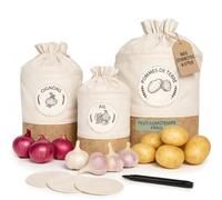 Valora® Lot de 3 sacs de rangement cuisine - Boite de Rangement Pommes de Terre, Rangement oignons ail échalotes, boîte patate - Boite Pomme de Terre, sacs en tissu pour une fraîcheur prolongée