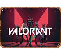 Valorant Game Poster mural en métal vintage avec bande en étain - 30,5 x 20,3 cm - Plaque décorative pour garage, salon, jardin, chambre, bureau, hôtel, café, bar