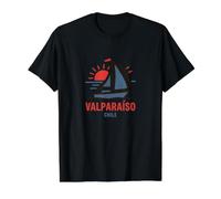 Valparaiso Chile Voilier Coucher de Soleil T-Shirt Graphique avec Valeur