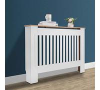 VALPEAKER Couvercle de Radiateur Cache Radiateur Bois Couvre Radiateur Armoire MDF Peinte Lattes Grille étagère Supérieure en Bois Moyenne pour Living Room Bedroom 112 x 19 x 81.5 cm