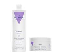VALQUER Pack à l’Oignon Antichute et Antioxydant | Shampoing + Masque | 500 ml + 300 ml | Cheveux Gras | Purifie, Fortifie et Apporte du Volume | Sans Odeur d’Oignon