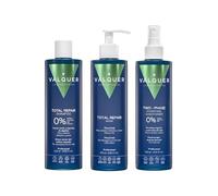 Valquer Professional Pack Total Repair Hair: Shampooing Zéro% 400 ml + Masque Effet Glace 300 ml + Revitalisant Biphasique 300 ml. Cheveux abîmés 1300 g (3 unités)