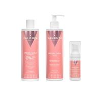 Valquer Profesional, Pack Méthode Bouclée Shampoing 400 ml + Masque 290 ml + Sérum 300 ml Spécial Boucles, Cheveux Bouclés, Sans Sulfates, Sans Sel. Jusqu'à 96% d'origine naturelle