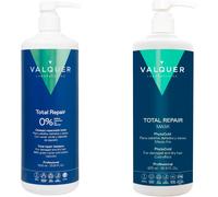 Valquer Profesional Pack Shampooing + Masque Total Repair Effet Glace (1l. 2 Unité). Sans Sel. Sans Silicone Et Sans Sulfate. Cheveux Abîmés Et Secs.[H25]