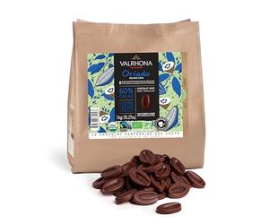 Valrhona Disques de chocolat noir de cuisson française (fèves) ORIADO 60% Cacao Bio et commerce équitable Trempe facile Crémeux et équilibré Pour brownies, gâteaux, mousses et glaçages 1 kg (1 pièce)
