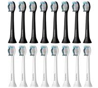 Valuabletry Lot de 16 brossettes compatibles avec les brosses à dents électriques Philips Sonicare, 8 brossettes Precision Clean et 8 brossettes Whitening Clean, noires