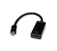 VALUE Adaptateur Mini DisplayPort 1.2 vers HDMI Type A (F) Noir, Résolution 4K (3840x2160) @30Hz, Convertisseur Passif, 44x44x14mm