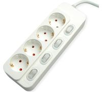 VALUE Bandeau de 4 prises avec interrupteurs individuels, blanc, 3 m