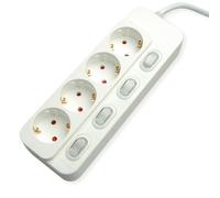 VALUE Bâti de Prises 4X avec interrupteurs individuels, Blanc, 6 m