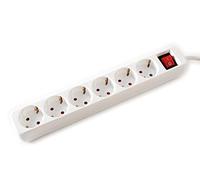 VALUE Bâti de Prises 6X avec Interrupteur, Blanc, 6 m