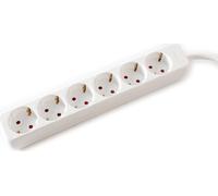 VALUE Bâti de prises 6x sans interrupteur, blanc, 1,5 m