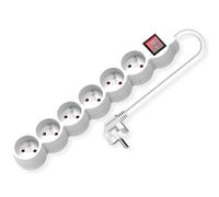 VALUE Bâti de Prises 6X UTE avec Interrupteur, Prises Rondes, Blanc, 3 m