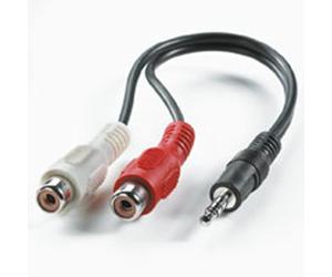 VALUE Câble 3.5mm vers 2x RCA Femelle, Longueur 0.2m, Connecteurs 3.5mm et RCA, Couleur Noire, Référence 11.99.4340