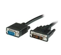 VALUE Câble Adaptateur DVI-A Mâle vers VGA (D-Sub) Mâle 5m - Connecteur Mâle/Mâle - Noir - Référence 11.99.5449