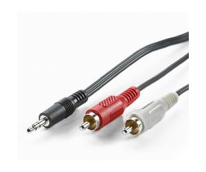 VALUE Câble Audio 3.5mm Mâle vers 2x RCA Mâle, 1.5m, Noir - Connecteurs droits, Longueur 1.5mm, Référence 11.99.4341