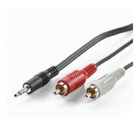 VALUE Câble Audio 3.5mm Mâle vers 2x RCA Mâle, 5m, Noir - Connecteurs droits, Transmission audio Plug and Play, Référence 11.99.4345