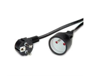 VALUE Câble d'alimentation 3m, Noir, CEE7/7 vers CEE7/5, H05VV-F 3x1.5mm², Connecteur coudé 90°, PVC, Cuivre, Adapté France/République Tchèque/Slovaquie, Lot de 10.