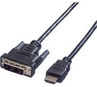 Value Câble DVI/HDMI 11.99.5519 - Fiches mâles DVI-D 18+1 / HDMI-A, 1 m, noir, blindé