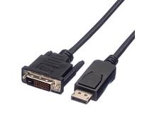 VALUE Câble DisplayPort 1.1 vers DVI-D Mâle/Mâle Noir 1.5m - Résolution max 1920x1080 60Hz - Réf: 11.99.5608
