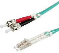 VALUE Câble FO 50/125µm, LC/ST, OM3, turquoise, 0,5 m