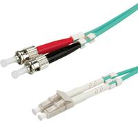 VALUE Câble FO 50/125µm, LC/ST, OM3, turquoise, 2 m