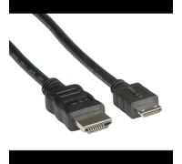 VALUE Câble HDMI High Speed avec Ethernet 2m, HDMI Type A (Mâle) vers Mini HDMI Type C (Mâle), Résolution 1920x1080, Blindé, Noir, Réf: 11.99.5580