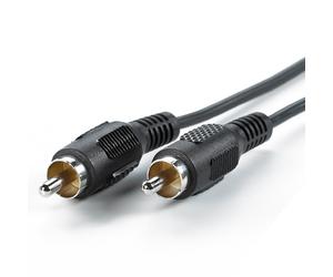 VALUE Câble RCA Mâle/Mâle, 10m, Noir - Connecteurs RCA mâles droits, impédance standard, 10 mm, Usage Audio/Vidéo