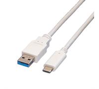 VALUE Câble USB 3.2 Gen 1 (3.1 Gen 1) A vers C Mâle/Mâle 1m Blanc - Connecteurs USB-A Droit et USB-C Droit - Débit jusqu'à 10 Gbit/s